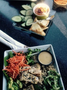 My meal from Tea Bar! Tofu bowl with Chipotle Sundried Tomato Hummus!
